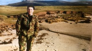 Lawrie as a teenager on a south Atlantic beach