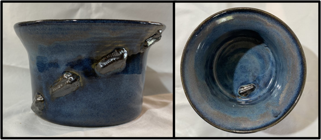 blue pot with trilobites