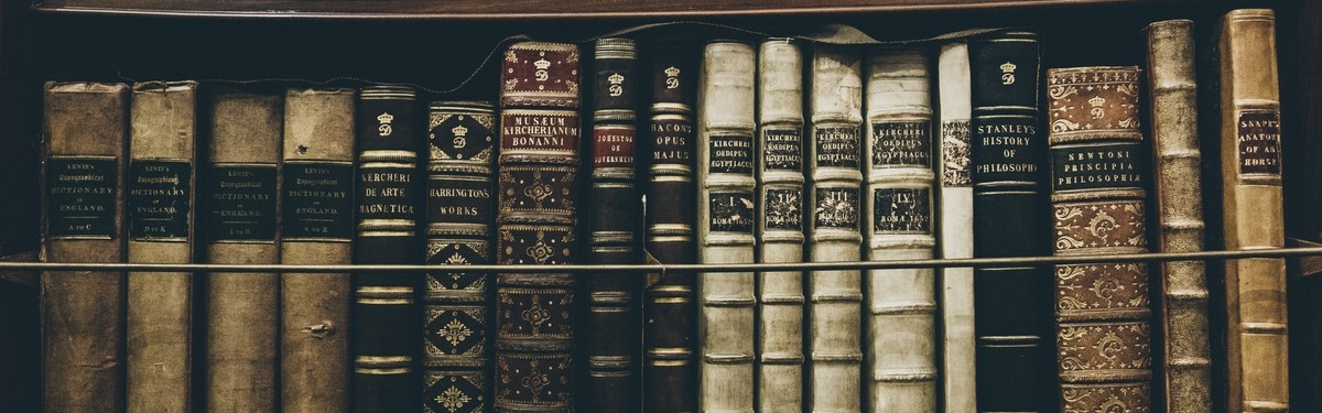 a row of books on a bookcase